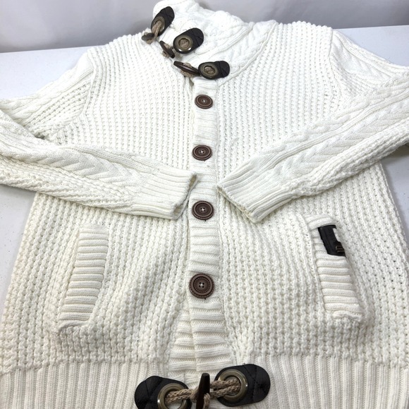 Leif Nelson Other - Leif Nelson White Cable Knit Mens Preppy Grandpa Cardigan Fisherman Size Large